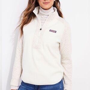 Vinyard Vines Quilted Sherpa Half-Zip in Marshmallow